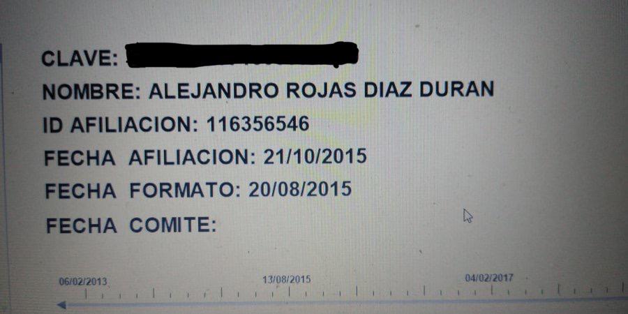 diazpol's tweet photo. Alejandro Rojas Díaz Durán está difundiendo en la red que supuestamente fue "rasurado" del padrón de Morena. Es falso. Sí se encuentra, como puede verse en la imagen. ¿Cuál es el propósito de estas mentiras? Haga su conjetura. https://t.co/dqa503r36F