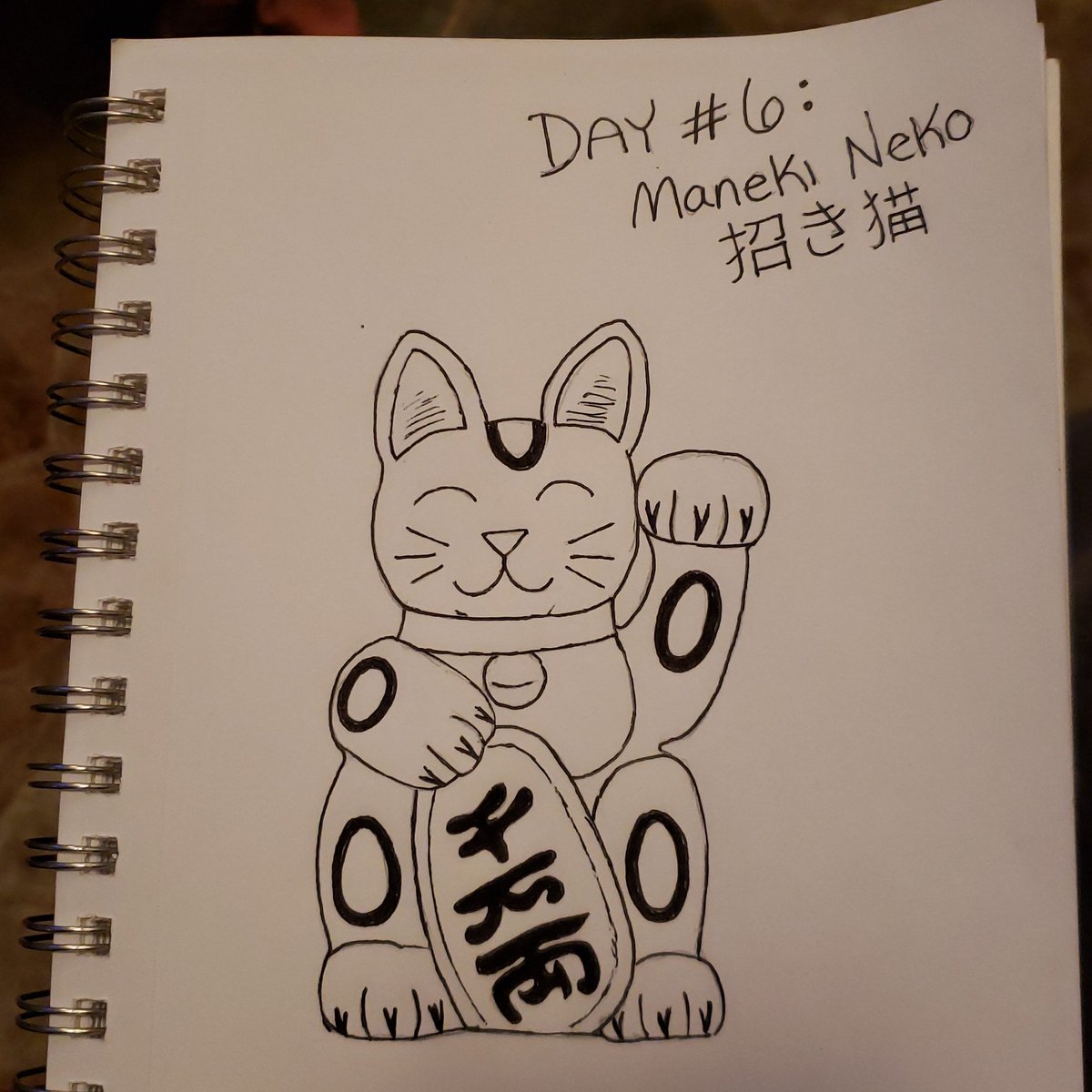 hquills's tweet photo. #inktoberday6 #manekineko #luckycat #myart https://t.co/DrI8541se7