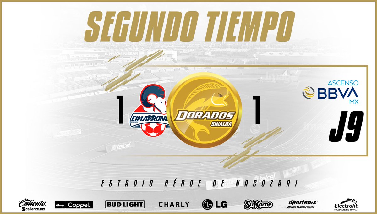 Dorados's tweet photo. 🔛 | ¡Se juega el segundo tiempo del #CIMvsDOR en el Héroe de Nacozari! 🙌🏻 ¡Hay que ganar, vamos! 👊🏻

📺 @TVCDeportes https://t.co/UTaB3IX6LC