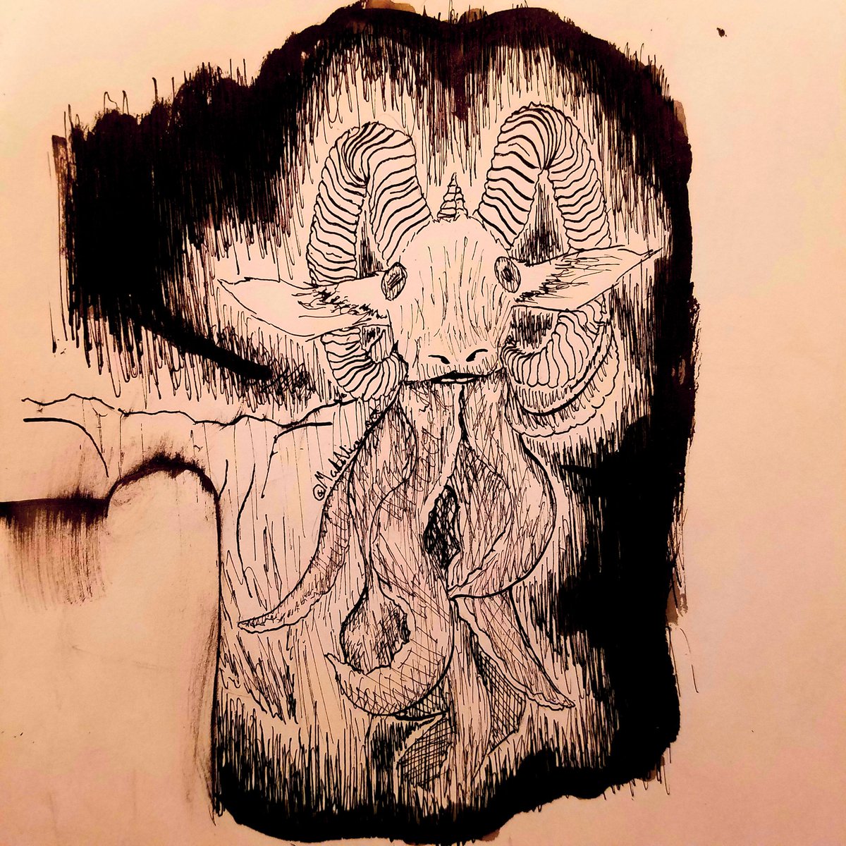 MadAlice_art's tweet photo. #inktoberday6 "Totes MaGoats"
Obviously the prompt was "goat". Had to take a picture because my scanner was having trouble with the more reflective ink. I'm also regretting not buying Non-photo blue lead since the eraser messed some things up. https://t.co/b0cBuJfq1Q