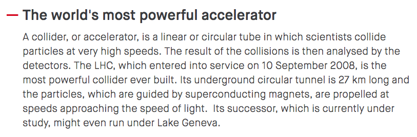 46) Regarding the LHC, the article states that "Its successor, which is currently under study, might even run under Lake Geneva." Very interesting. Could this mean that they already have underground tunnels running below the lake? 