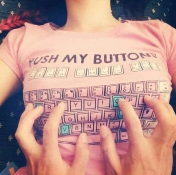 MelTankardReist's tweet photo. @WishShopping 'PUSH MY BUTTONS' t.shirt advertised with hands 'pushing' keyboard buttons on woman's breasts. @WishShopping you OK with profiting from #sexism + normalising #sexualharassment? 
#metoo #timesup #statusofwomen #notbuyingit #collectiveshout https://t.co/jpyDR8xVlV