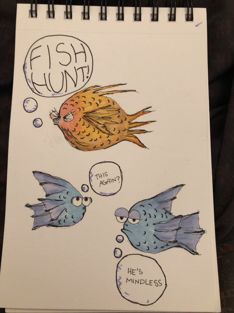 riegrettable's tweet image. Did somebody say fish hunt? #inktober #inktoberday2 #mindless #witchhunt #draintheswamp