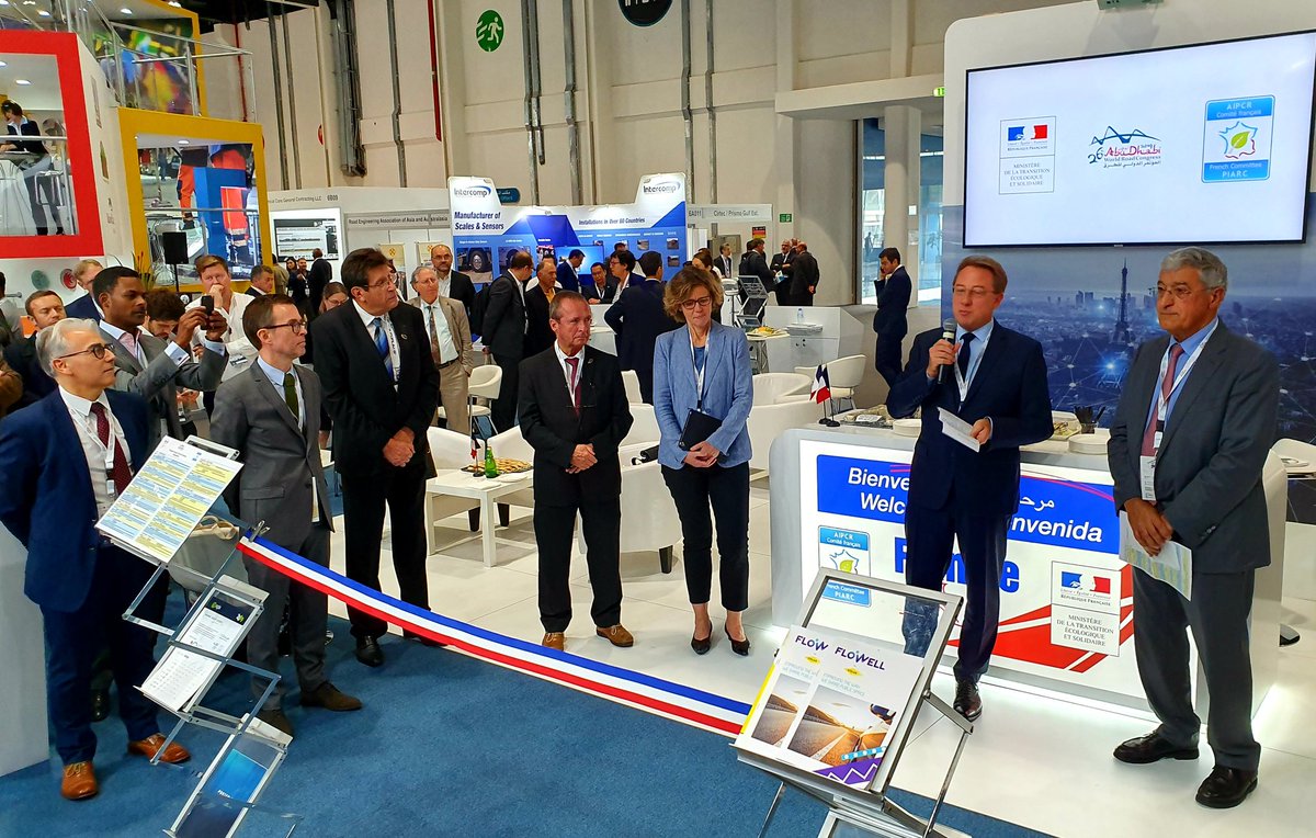 IDRRIM's tweet photo. #PIARCWRC2019 Inauguration du Pavillon #France au Congrès Mondial de la Route par @ludovic_pouille Ambassadeur de France à Abu Dhabi et Sandrine Chinzi @GizmoSandrine @PIARCabudhabi19 @PIARC_Roads en présence de @ClaudeVanRooten @Andre_Broto @PMallejacq #IDRRIM https://t.co/R5Kbbop01o
