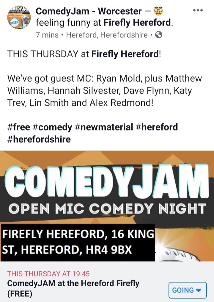 comedyjamuk's tweet photo. FREE COMEDY THIS THURSDAY @FireflyHereford #herefordshire #hereford #comedy #free #newmaterial #whatson https://t.co/wfBoEP9VIw