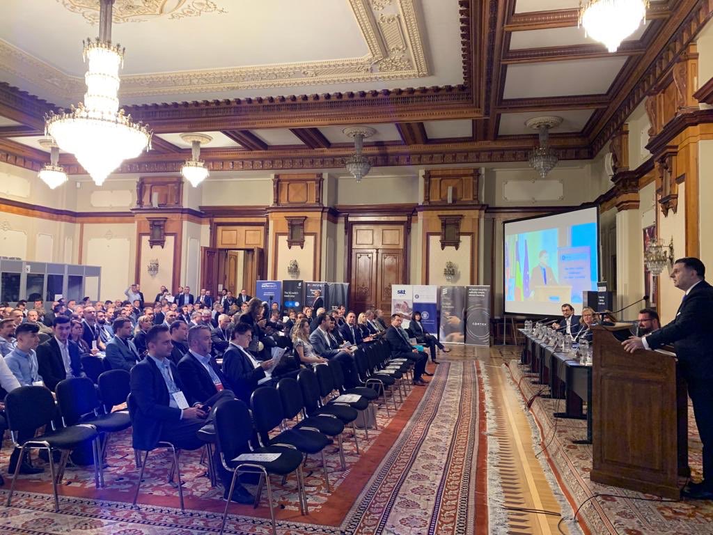AlexPetrescu75's tweet photo. Opening remarks in Bucharest for the 9th edition of the New Global Challenges in Cyber Security Conference @MCSI_RO #CERTCON9 https://t.co/z8NzdGDgHk
