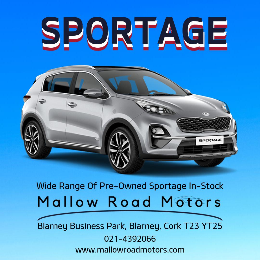 MallowRoad's tweet photo. Wide range of pre-owned Kia Sportage in stock at our Blarney showroom. Finance available &amp; trade-ins welcome. Call Mike or Padraig on 021-4392066 for more information #kia #sportage https://t.co/doVZNKOeRb