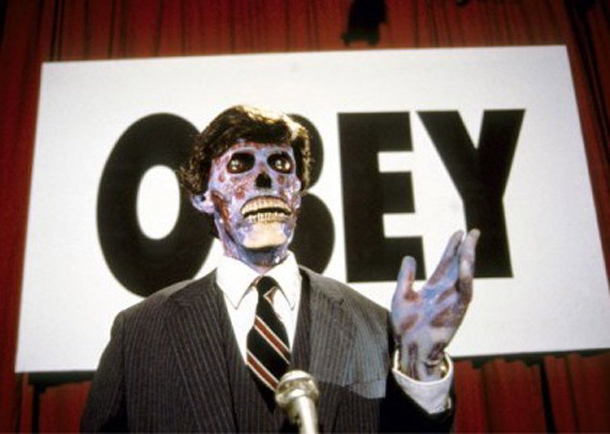39)See the movie "THEY LIVE".  They Live is in reference to Elitists' attitudes on people, and such attitudes being alive and well (in America)