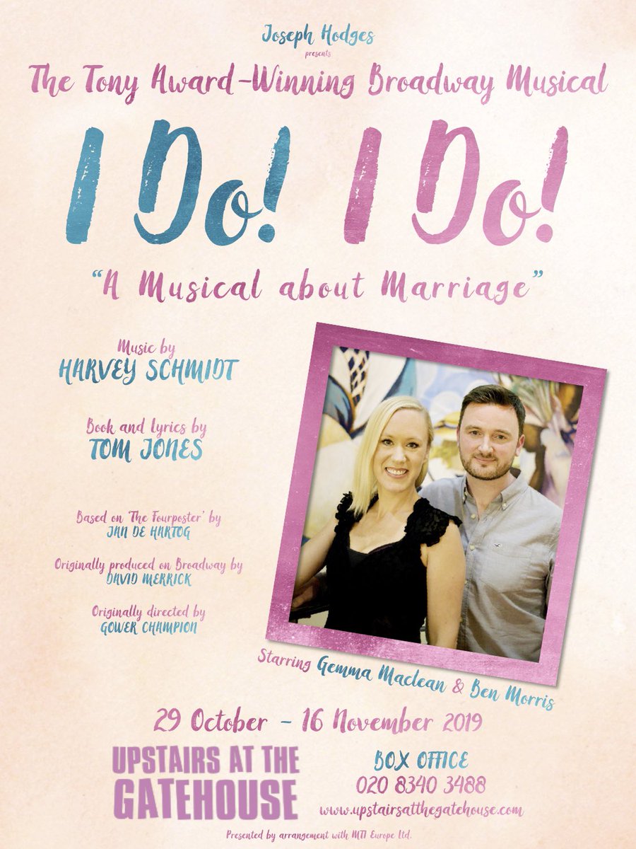 IDoIDoLondon's tweet photo. Our new production of #IDoIDoLondon runs at Upstairs At The Gatehouse from October 29 featuring all new material &amp; songs by Tom Jones &amp; Harvey Schmidt and starring Gemma Maclean &amp; Ben Morris!

🎟 TICKETS ON SALE NOW
🖥 https://t.co/46ZDzMTk4a
📞 020 8340 3488 https://t.co/Vflx9DNfkH
