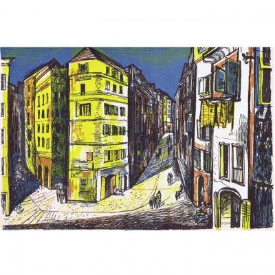 fiftiesart's tweet photo. ‘Streets of Corsica’ by John Minton, dated 1948 is one of a series of 8 lithographs on woven paper. A group of Minton’s drawings of views in Corsica was exhibited at the Lefevre Gallery in February 1949.

#art #corsica #street #forties #drawings https://t.co/HdRn7Gb6Gv