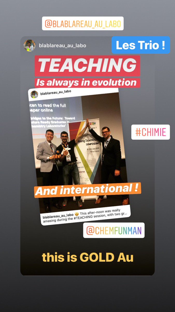 chemFunMan's tweet photo. Thanks much to @reseauSCF @YoungSci_IUPAC @IntlYoungerChem - The 🇸🇬 work "Bridges to the Future" was done with Pr. Simon Watts #chemchat #IYPT2019 #education #IPOV #edtech #leadership #innovation memories alongside 🇫🇷 @Blablareau & 🇳🇱 @wacheme #chimie #chemtwitter #NUSBeyond https://t.co/usAVonYQE1