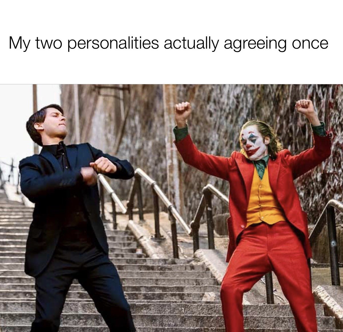 RelatableExper1's tweet image. Doesn’t happen often to be honest 

#twopersonalities #personalities #multiplepersonalities #funny #funnymemes #relatablememes #relatableexperiences #joker #peterparker #jokermemes #laughing #lmao #follow #comment