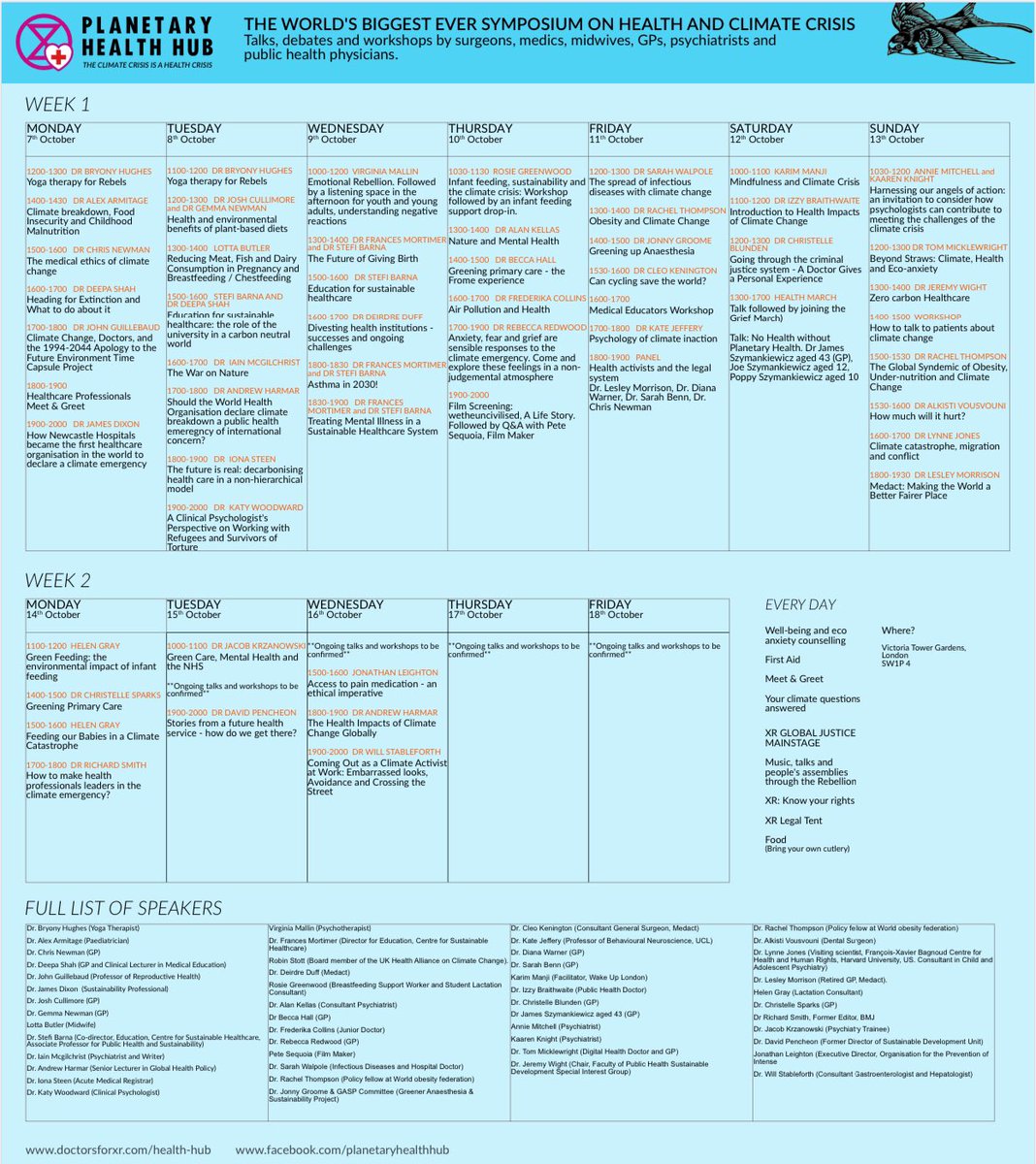The world’s biggest ever symposium on Planetary Health organised by <a href="/DoctorsXr/">Health for XR</a> begins TODAY at the #PlanetaryHealthHub in Westminster.

The Climate &amp; Ecological Crisis is a health crisis.