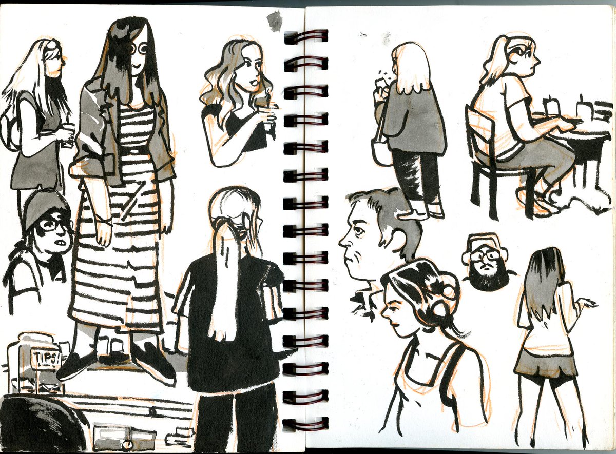 found a sketchbook from 2017 i still like some bits of!  this was just before i moved to brooklyn and was spending a lot of time in coffeeshops in rochester 