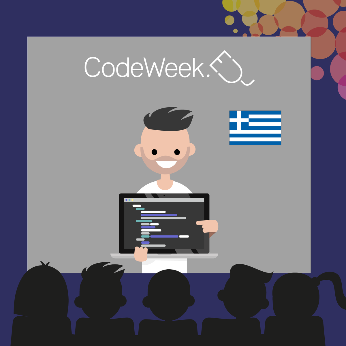 CodeWeekEU's tweet photo. For the Greek 🇬🇷 speakers among our community interested in #coding. Join the 🇬🇷  #webinar on 8 October, 18:00 EEST to ask all your questions about creating fun and engaging activities and registering them on the #CodeWeek map. Join the webinar here: https://t.co/H0x1lgqCKC https://t.co/mx1MCzkkDN