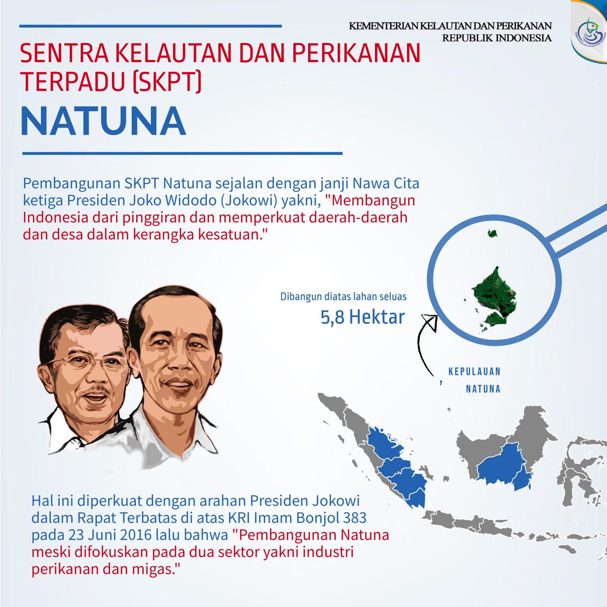 kkpgoid's tweet photo. #SahabatBahari pernah ke Natuna? Potensi kelautan dan perikananya luar biasa lho! Natuna juga memiliki posisi strategis sebagai pulau terdepan bagian utara Indonesia. Sejalan dengan Nawa Cita ketiga Presiden @jokowi, @kkpgoid bangun #SKPTNatuna.👏 https://t.co/z5tB6ETJte