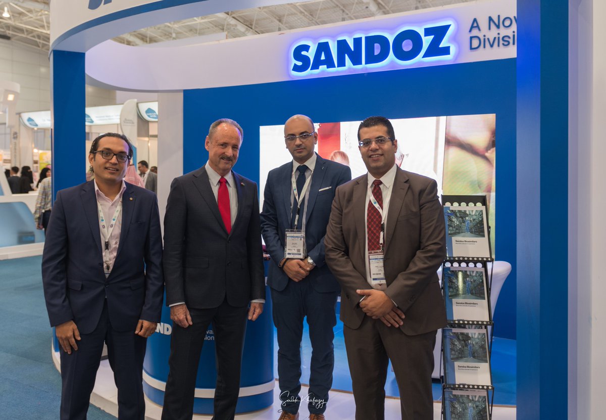 SwissEmbassyKSA's tweet photo. #Swiss Ambassador Dr. André Schaller visited the booth of the Swiss pharma firm #Sandoz at the 3rd Saudi Food &amp; Drug Conference &amp; Exhibition #SFDACE19 &amp; met with Alaa Doss, Medical Director, Sandoz Gulf &amp; Levant, Sadek Khafagy &amp; Amr ElRefaey, Medical Managers, Sandoz #SaudiArabia https://t.co/ba0hoUTsVB