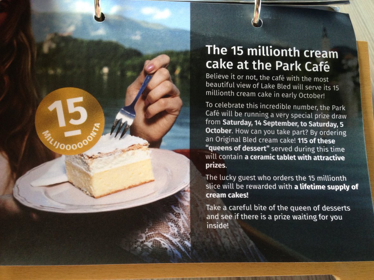 UkuleleNige's tweet photo. Hi @BledSlovenia – so who was the lucky person who won a lifetime’s supply of #BledCake? Sad that it wasn’t me! 🧁🙁 #Slovenia #LakeBled
#HotelParkBled https://t.co/w9GVZfCYvV