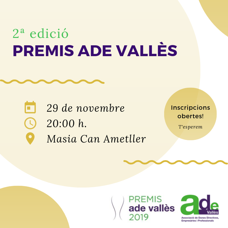 ADEvallesoc's tweet photo. ❗ INSCRIPCIONS OBERTES ❗

El 29 de novembre tens una cita a la 2ª edició dels #PremisADEVallès🏆a la @canametller amb un fantàstic sopar 🥂Acte obert a tots i totes que creguin en l’empoderament de les dones al món empresarial.

T’esperem! 👉 https://t.co/nrwaT2O2ka https://t.co/bIRlGkosOq