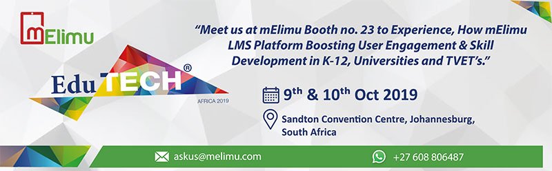 MelimuLMS's tweet photo. Reminder !!
Upcoming Event !!!
Come &amp; Join mElimu at "Edutech Africa 2019" in Johannesburg starting on 9th &amp; 10th October, 2019 for K-12, Universities/colleges and TVET's
#mElimu #EdutechAfrica2019 #OfflineOnlineLearning #HigherEducation #eLearning #SkillDevelopment #Mobilelms https://t.co/7mdrlAs0bm