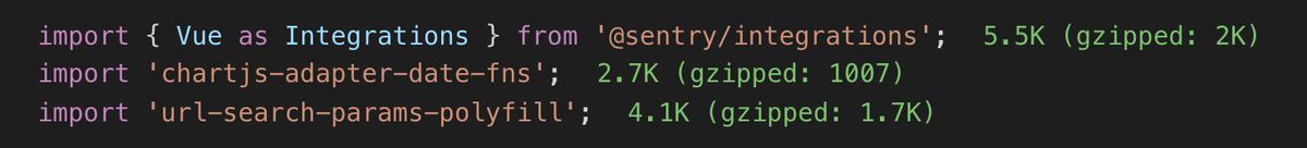 timbochkarev's tweet photo. Плагин для VS code, который показывает вес зависимости в бандле (+gzip) #webperfomance
https://t.co/ETFbOmoeVQ https://t.co/8bK7z9sK8l