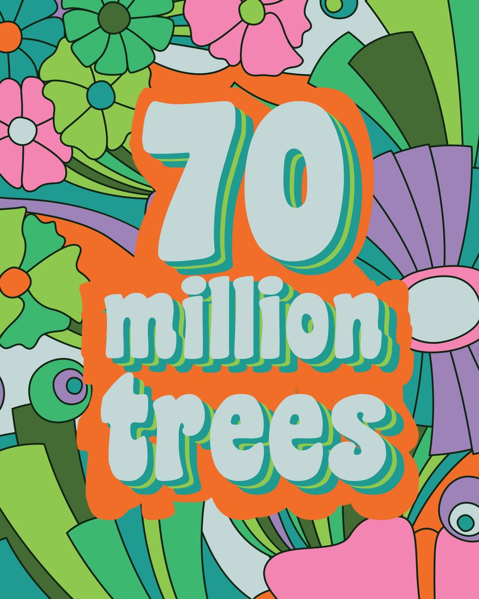 ecosia's tweet image. You guys really did that. 70 MILLION TREES 🕺🏻👏🏼

We love a 70s throwback, but Ecosia isn't just for hippies. ✌🏼✌🏽✌🏾 8 million people around the world are using our search engine, helping us to plant 70 million trees. RT (and hug a tree) to celebrate the groovy 70s!