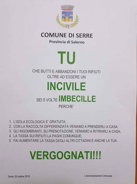 Comunicazioni come queste con messaggi che insultano o mirano a colpevolizzare contribuiscono davvero a creare una sana coscienza civile? 

Che ne pensate amici di #PAsocial? 

#paroleostili