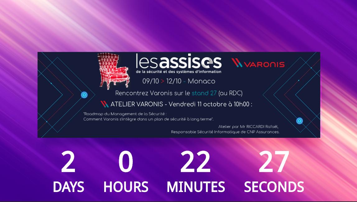 VaronisFR's tweet photo. J-02 avant de vous retrouver comme chaque année avec grand plaisir sur @Les_Assises de la sécurité et des systèmes d'information 2019 !
Venez nous retrouver sur le #Stand27 pour de nombreuses surprises, et une démo de notre plateforme de sécurité des données.
#cybersecurite #UBA https://t.co/eexGG8J3lK
