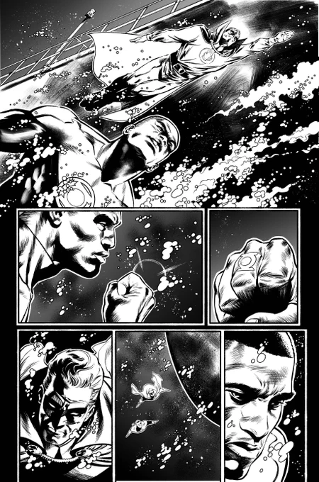 One of my favorite pages from Justice League #33, now on sale. My inks over Dani Sampere's pencils. 