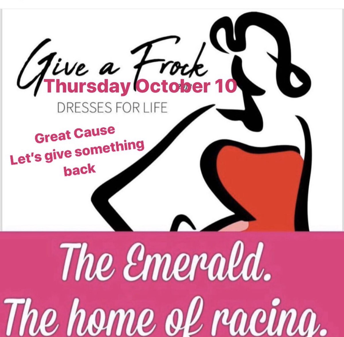 Shout out to all our gorgeous racing gals...this Thursday October 10 from 7pm. Donate a frock, raise some money for a great cause, enjoy a complimentary drink on arrival and delicious canapés <a href="/attheemerald/">Emerald Hotel</a>