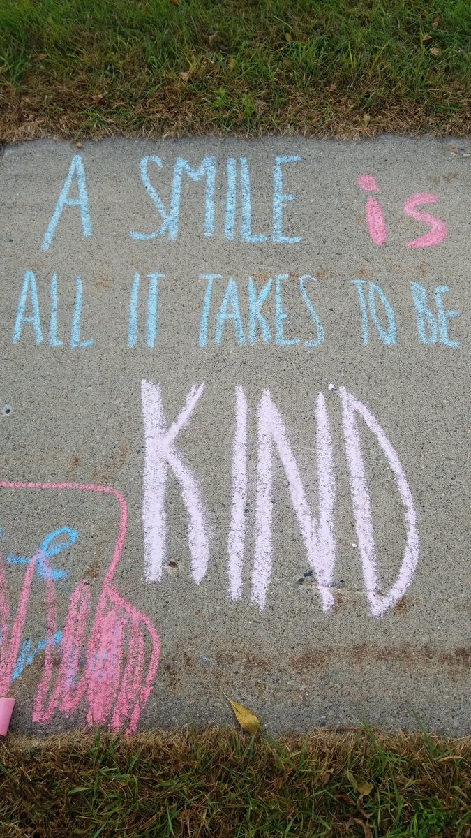 Middle school students participating in "Kindness in Chalk"