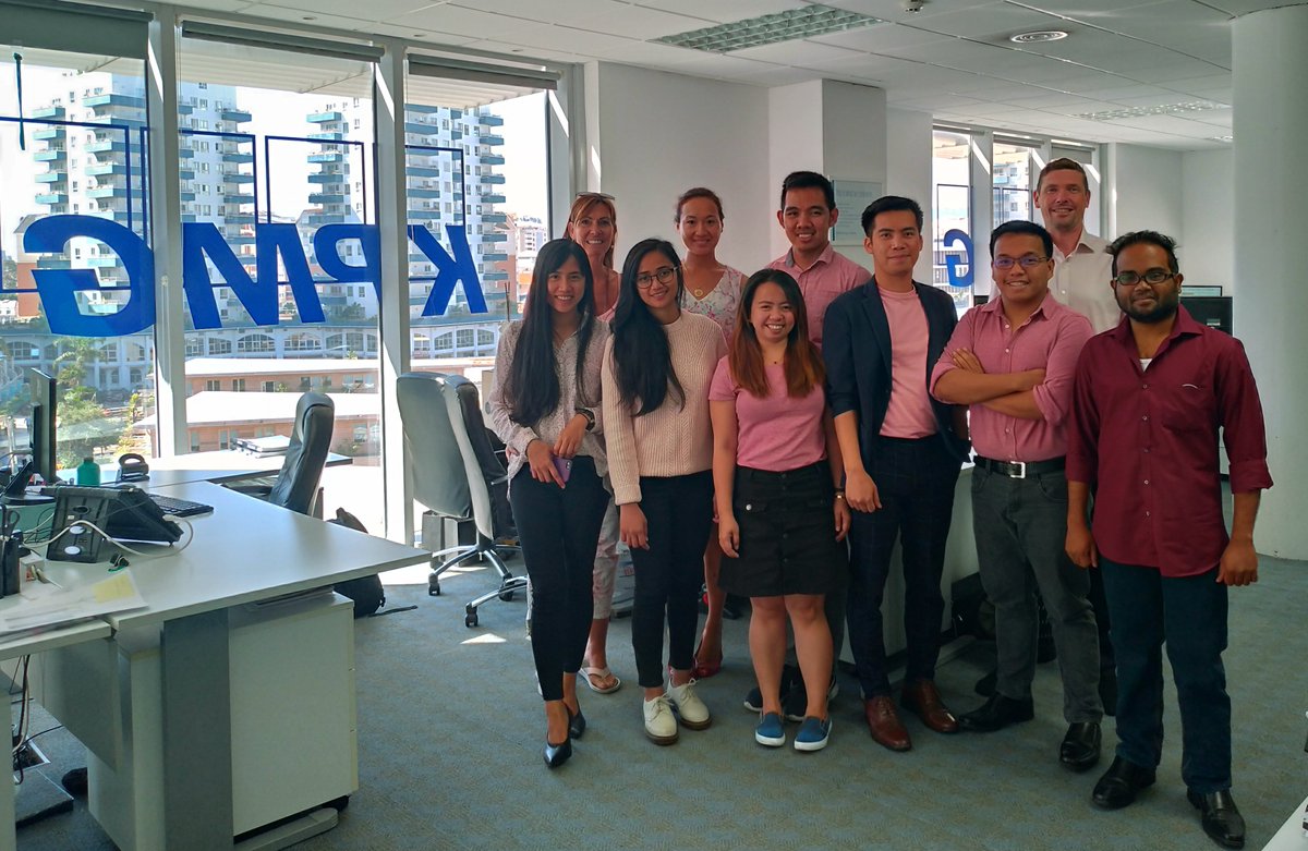 KPMG Gibraltar staff showing their support for Think Pink in aid of Breast Cancer Awareness. #BreastCancerAwarenessMonth