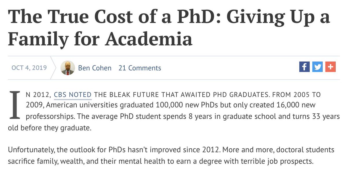 PagerMobileApp's tweet photo. An average #PhDStudent spends 8 years in #GradSchool, turning 33 years old before graduation. Starting a family is frequently delayed due to this, as well as minimal salary @AcademicRenewal — written by Ben Cohen #phdchat #gradchat #academicchatter #phd https://t.co/OgS99VTZlX https://t.co/RuXsQpOAfY