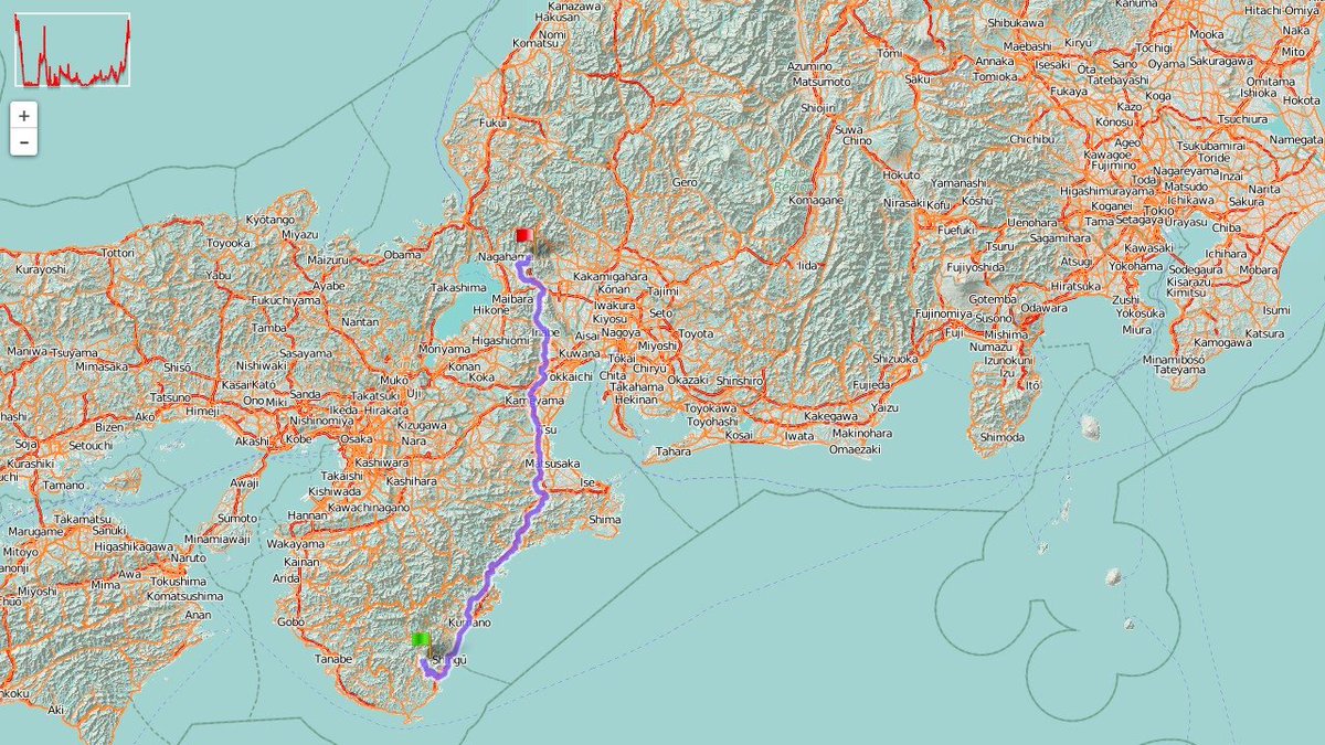 My draft for the <a href="/JapaneseOdyssey/">The Japanese Odyssey</a> 2019 ( CP11 ) - 339 km - cycling.forkel.me/tjo2019-route-… #cycling #cyclinglife #bicyclelife #strava #stravacycling #ultraendurance #ultradistance #ultradistancecycling #longdistance #japaneseodyssey19 #tjo2019 #japan
