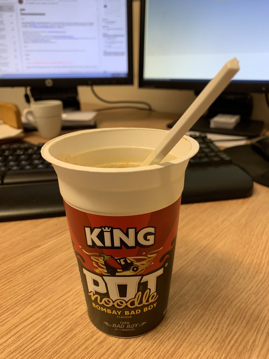 JamesHFBlair's tweet image. Packed lunch eaten and still hungry, digging through my desk draw this bad boy jumps out, a #BombayBadBoy @PotNoodle.