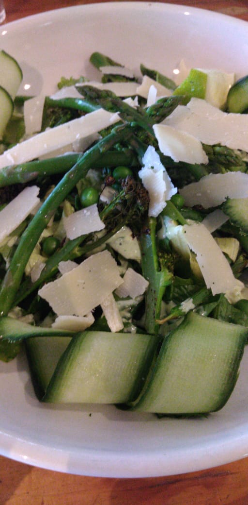 Special of the Day- Come try our Broccoli, Asparagus and pea salad drizzled with our green Goddess dressing. #fresh #green #vegetarian #deerparkcafe