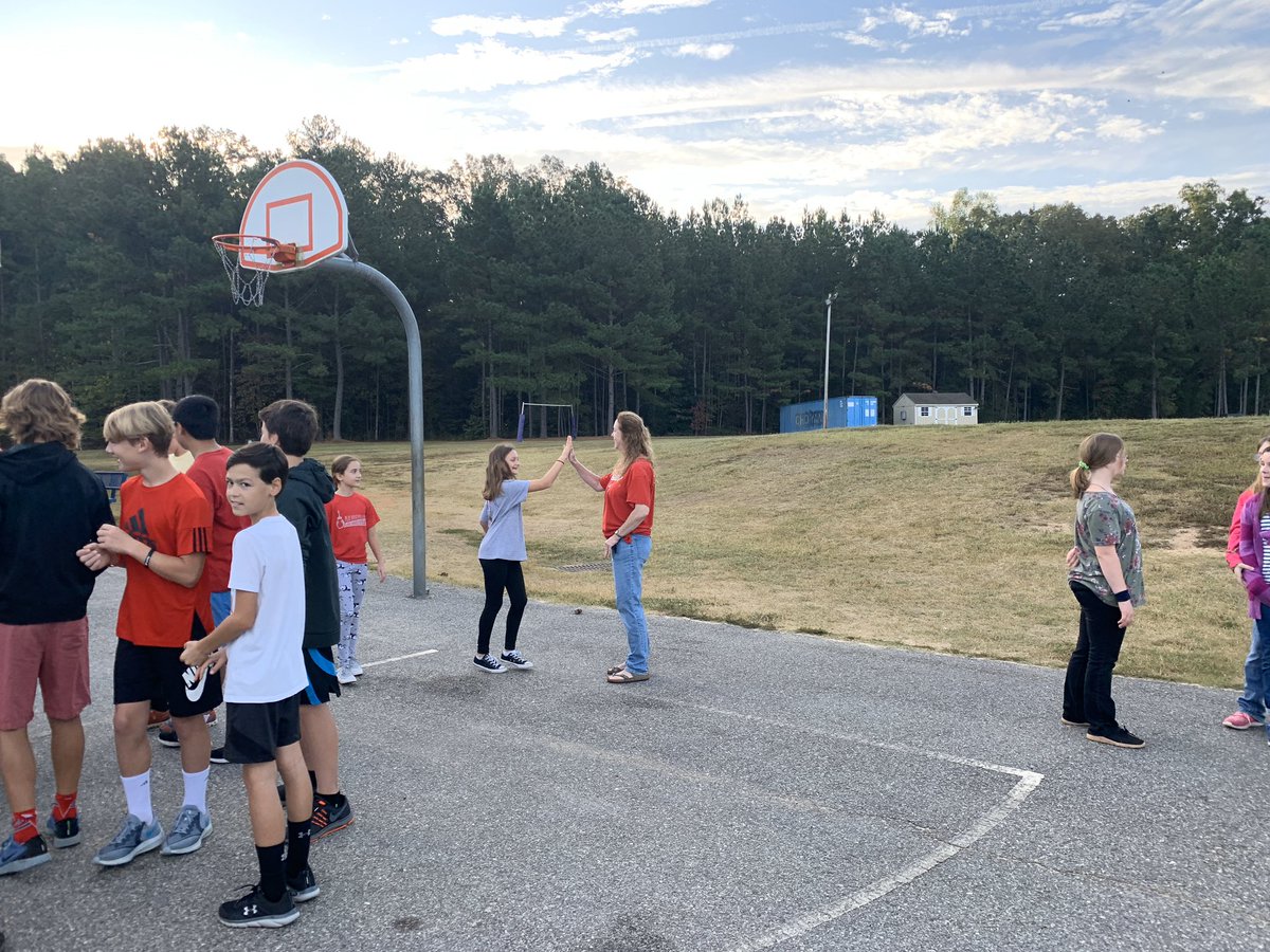 RCEMiddle's tweet photo. Students from #teamPROWESS❤️ were practicing handshakes and getting to know one another this morning. #teamRCE🐾 #PantherHuddle💜 https://t.co/8dQcIMDUjp