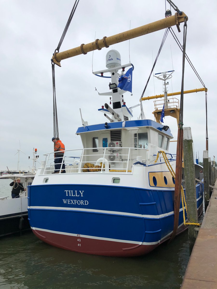 Launching of the beam trawler WD-3 ‘Tilly’ at the LUYT shipyard. Built for the Irish O'Flaherty brothers. #fishing #shipbuilding #newbuild #beam #trawler #kilmore #quay #ireland