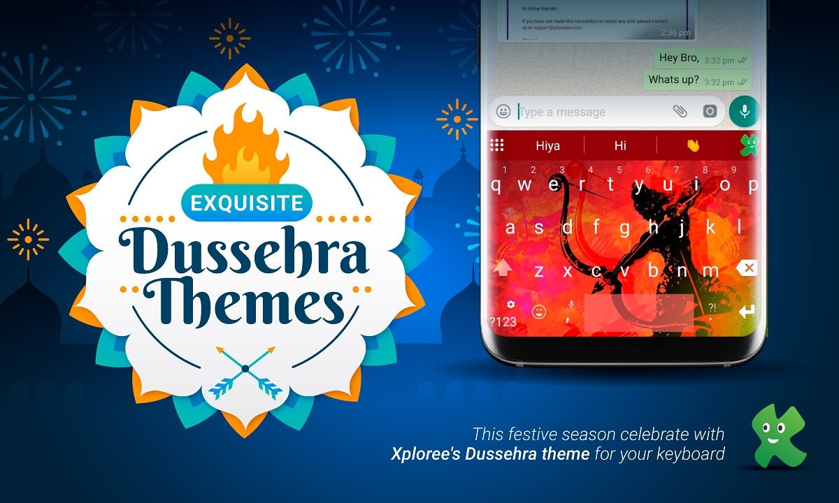 XploreeKeyboard's tweet photo. A time to celebrate the victory of good over bad. With the same spirit, enjoy the Dussehra theme for your keyboard with Xploree.

#dussehra #navratri #technology #ai #android https://t.co/6SroDmbTas