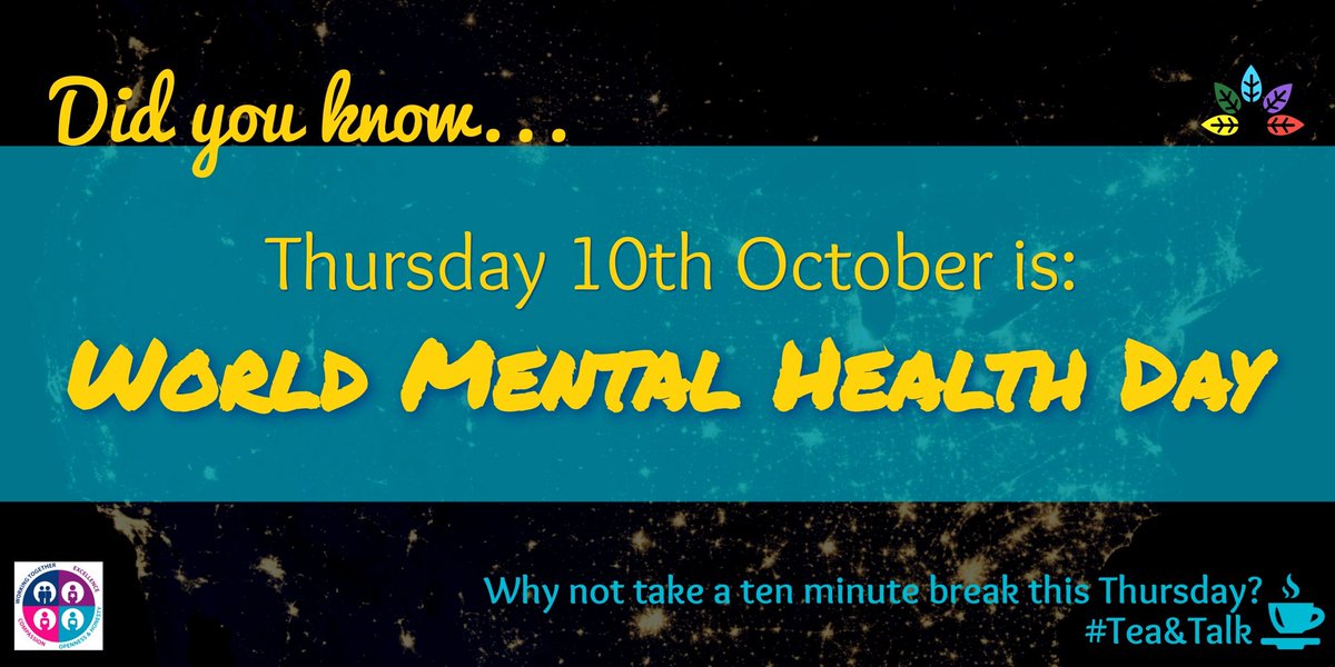 October 10th is World Mental Health Day, why not take a short break for a chat and a cup of tea with your colleagues this Thursday? ☕ #teaandtalk #mentalhealthawareness #worldmentalhealthday #loveyourmind #timetotalk
