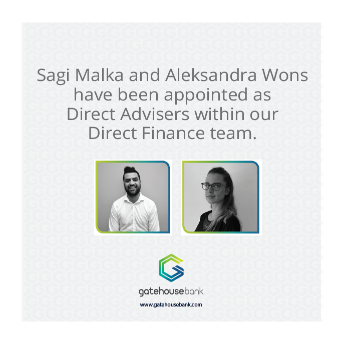 gatehousebank's tweet photo. Sagi Malka and Aleksandra Wons have been appointed as Direct Advisers within our Direct Finance team. 
https://t.co/bvJqWy5iYc

#GatehouseBank #HomePurchasePlans #BuyToLet #RealEstate #UKResidents #UKExpats #InternationalResidents #Property #Finance #Investments #DirectAdviser https://t.co/bZsAeZ7hu6