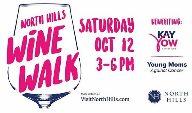 VisitNorthHills's tweet photo. The North Hills Wine Walk is back this Saturday from 3-6pm! Purchase your cup benefitting @kayyowfund in the #NHCommons or outside @lululemon then visit the 40+ merchants participating in the wine walk. See you there! π· https://t.co/x2AzqUo81G https://t.co/i4kGOfVC3v