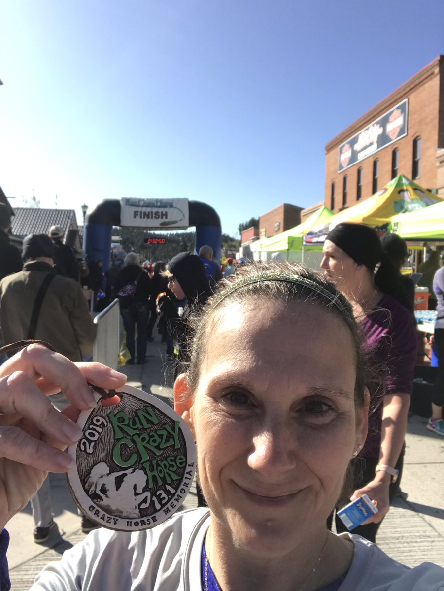 TheOtherLori's tweet photo. It’s #MedalMonday & I get to share for only the 2nd time this year. Finished the @CrazyHorseMem Half Marathon yesterday. Such an amazing event! #runchat #state46 #runallthestates #runCrazyHorse #freepicturesarethebest https://t.co/RGoi5hcA8k