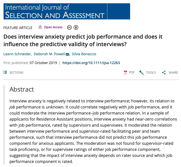 IJSA5's tweet photo. Does interview anxiety predict job performance and does it influence the predictive validity of interviews? by Leann Schneider,   Deborah M. Powell &amp; Silvia Bonaccio

First published: 07 October 2019 

https://t.co/S07akiZcev https://t.co/KidOvoCHDj