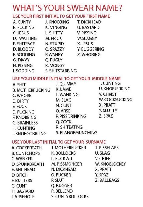 What's your swear name? 🤔😂😂 https://t.co/uhFiq5XBtT<a href="/tag/wednesdaywisdom"class="tags"><span>#wednesdaywisdom</span></a>