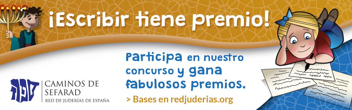 redjuderias's tweet photo. Si has nacido entre 2005 y 2008, participa en la II Edición de nuestro concurso de microrrelatos. Envíanos el tuyo a concurso@redjuderias.org, ¡escribir tiene premio! #DescubreSefarad https://t.co/n1HsgqX72A
