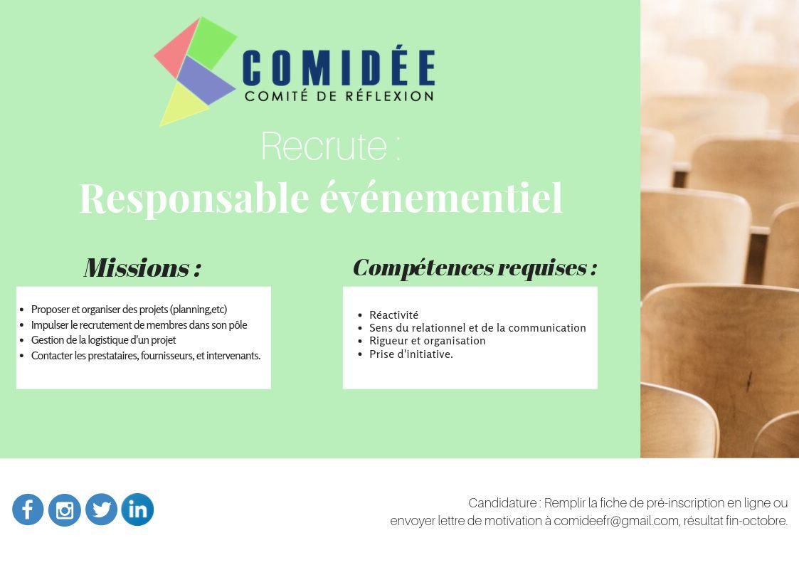 comideefrance's tweet photo. #Recrutement
Comme vous le savez, cette année nous avons plusieurs projets à vous proposer. Pour les mener à bien, nous avons besoin de vous ! Nous recrutons des personnes motivées afin de nous aider dans la gestion, la logistique et la communication. 

👉https://t.co/PD5K9BMJdy https://t.co/3uBBx799RS