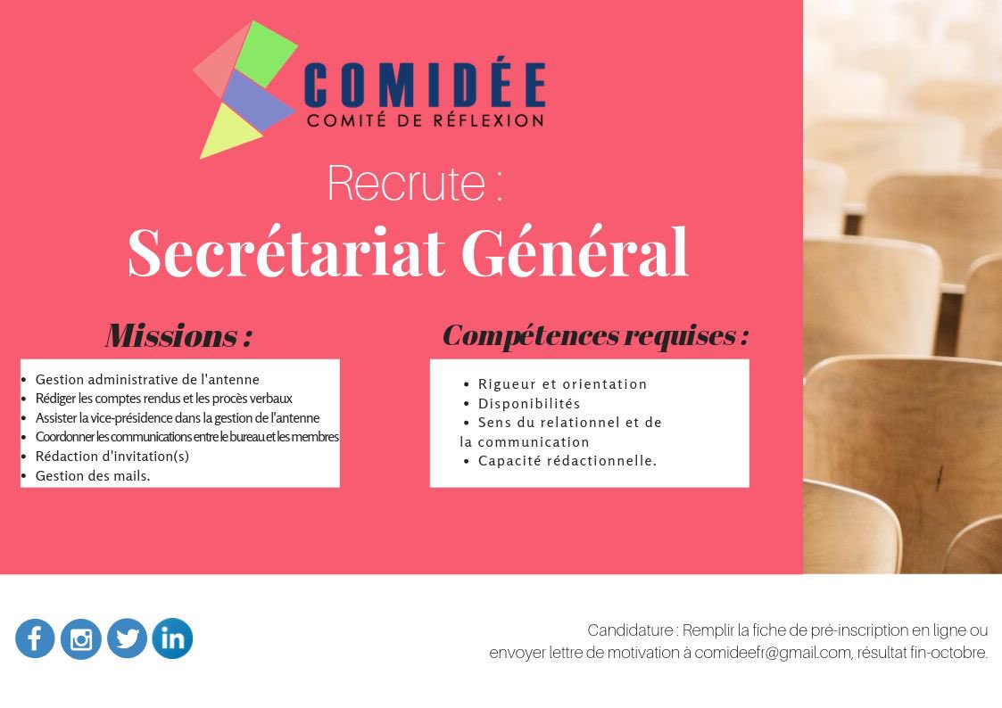 comideefrance's tweet photo. #Recrutement
Comme vous le savez, cette année nous avons plusieurs projets à vous proposer. Pour les mener à bien, nous avons besoin de vous ! Nous recrutons des personnes motivées afin de nous aider dans la gestion, la logistique et la communication. 

👉https://t.co/PD5K9BMJdy https://t.co/3uBBx799RS