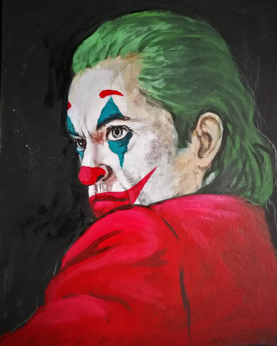 Work in progress #Painting of #JaoquinPhoenix as the #Joker #Acrylics on card #AcrylicPainting #Artwork #Art #FanArt #JokerFilm