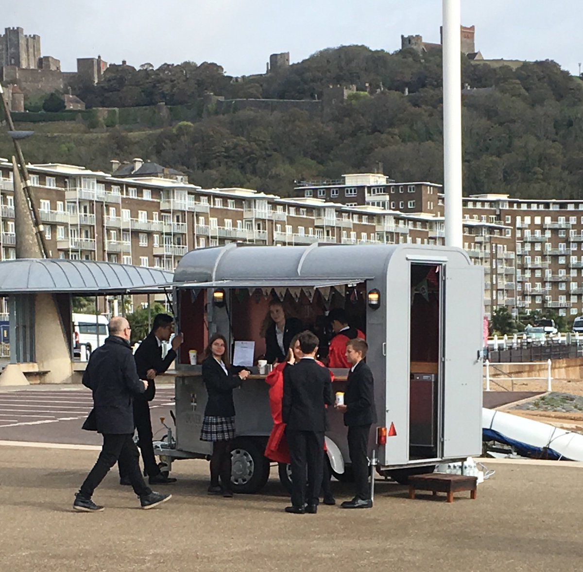 kentschools_fa's tweet photo. Also in the Port of Kings today is this refreshment trailer being operated by @DoverCollege - and very impressive it is too, as are the staff and students.
#WeWantOneToo https://t.co/4272mAFd2A